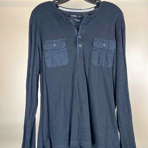 Express Long Sleeve Henley Shirt Mens (Medium)